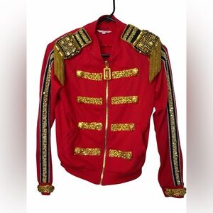 LITTLE MARC JACOBS Girl Red Track Jacket Michael Jacket Embellished